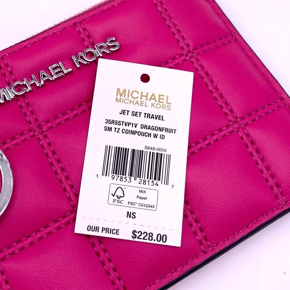 Michael Kors Quilted Coinpouch Small Wallet Dragonfruit